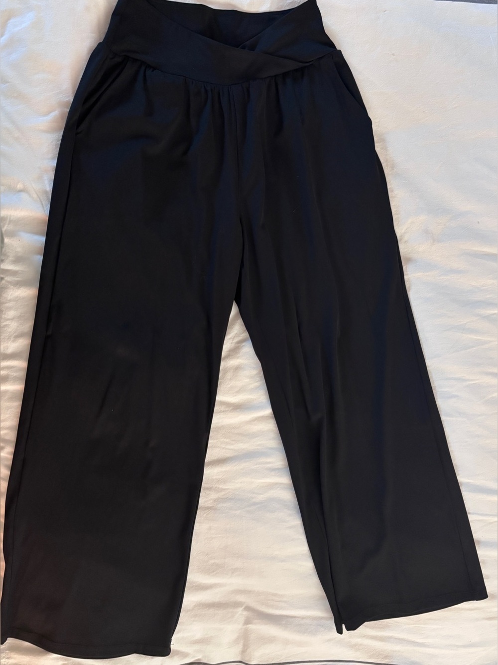 Halara Crossover High Waisted Wide Leg Casual Pants Black - Medium